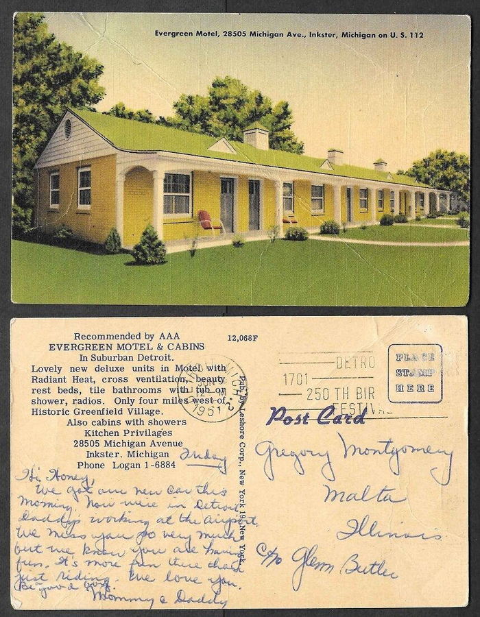 Evergreen Motel - Old Postcard And Promos (newer photo)